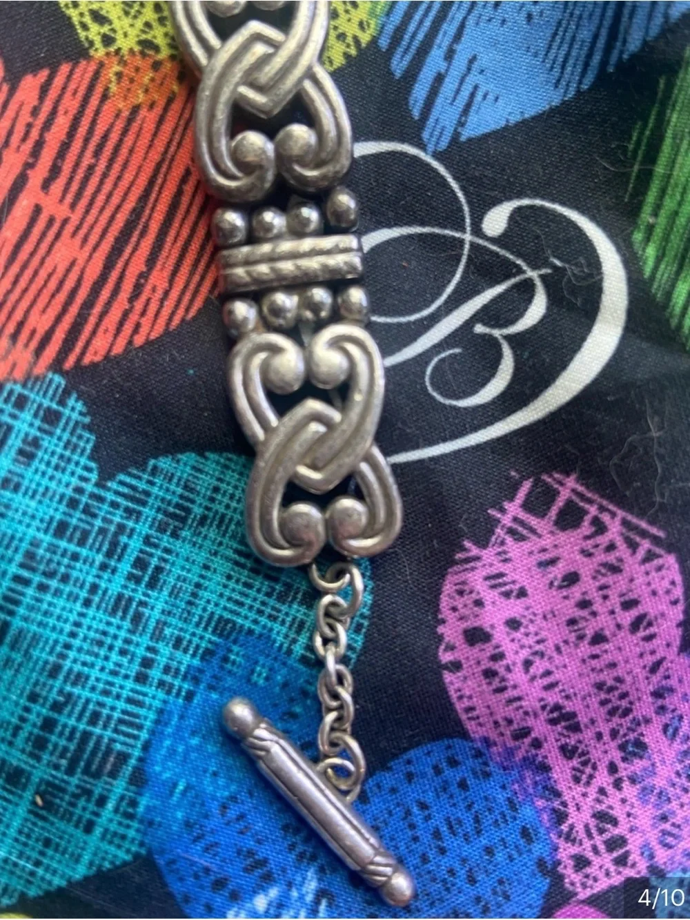 Brighton Vintage Women's Silver Heart Bracelet Watch with Toggle Closure